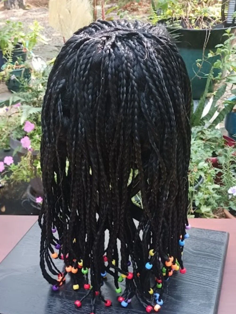 Black Braided Costume Wig Colorful Beads Unisex-Retro-Hippy-Egyptian Queen
